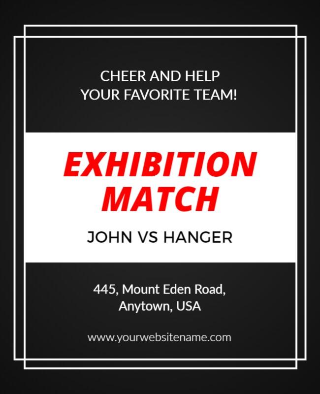 Dynamic Black and Red Sports Exhibition Match Poster Template