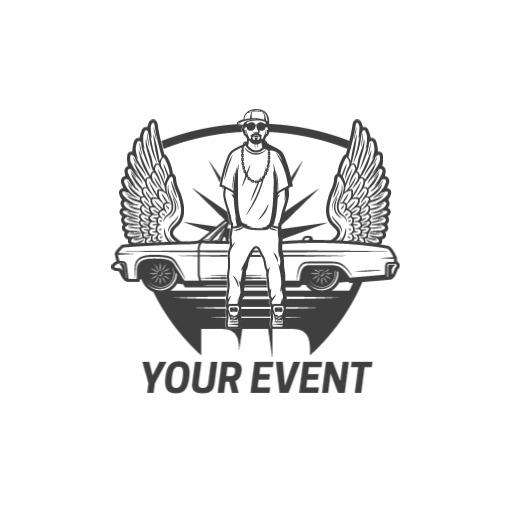 Dynamic Black and White Design Celebrating Your Event Logo Template