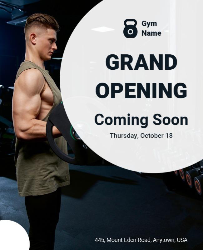 Dynamic Black and White Gym Grand Opening Flyer Template