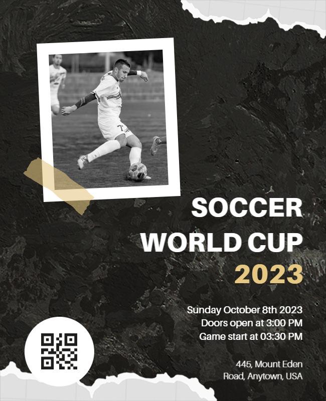 Dynamic Black and White Soccer World Cup 2023 Poster Template