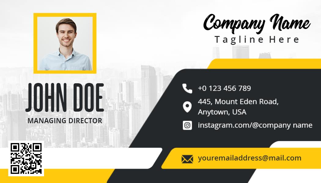Dynamic Black and Yellow Personalized Visiting Card Template