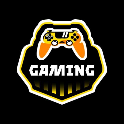 Dynamic Black and Yellow Video Game Controller Gaming Logo Template