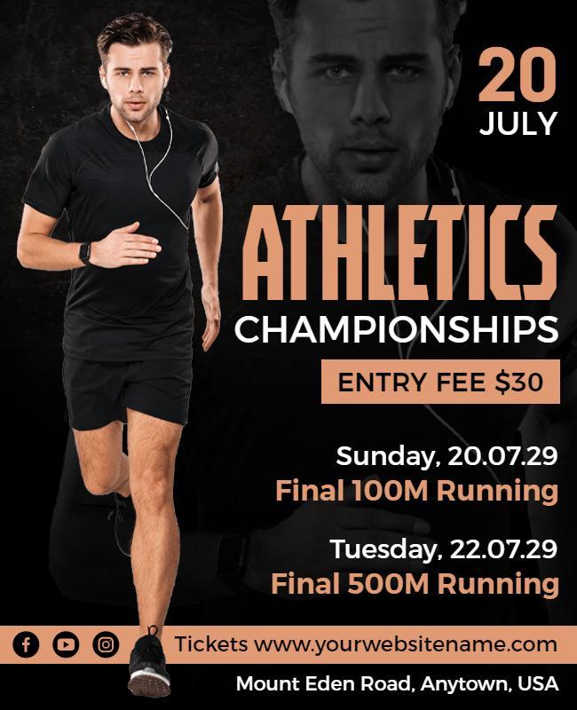 Dynamic Black Athletics Championships Event Poster Template