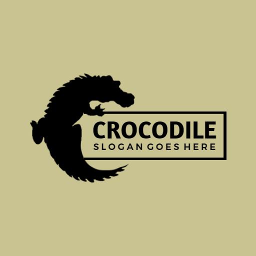 Dynamic Black Crocodile Silhouette Emphasizing Wildlife Logo Template