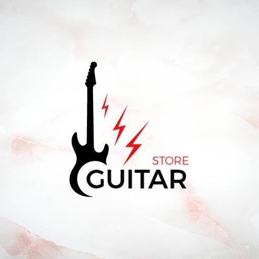 Dynamic Black Electric Guitar Design for Music Store Logo Template
