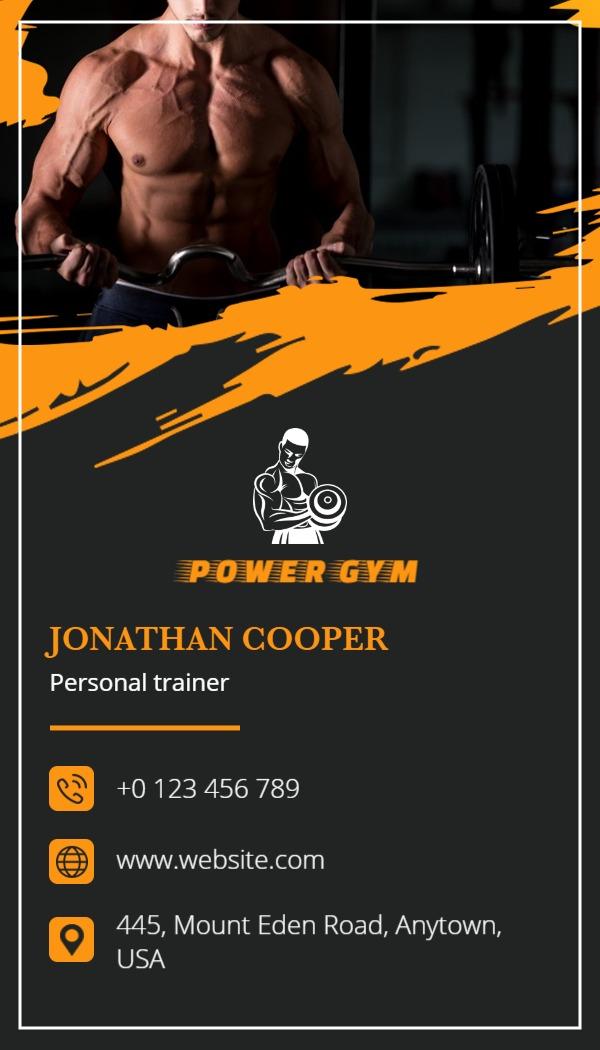 Dynamic Black Fitness Power Gym Business Card Template