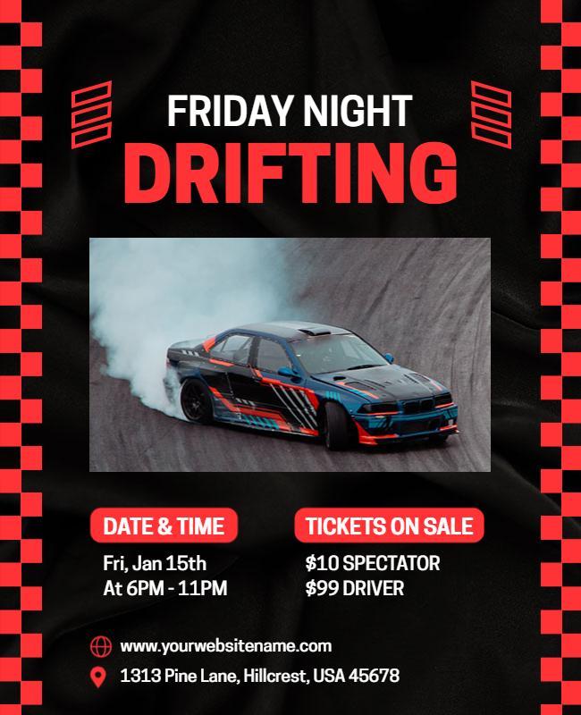 Dynamic Black Friday Night Drifting Racing Event Poster Template