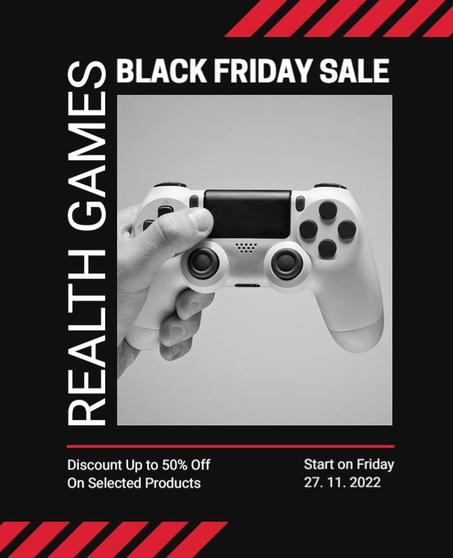 Dynamic Black Friday Sale for Gaming Products Poster Template