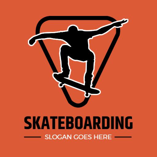 Dynamic Black Silhouette of Skater in Action for Skateboarding Logo Template