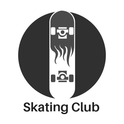 Dynamic Black Skateboard Design Showcasing Skating Club Logo Template