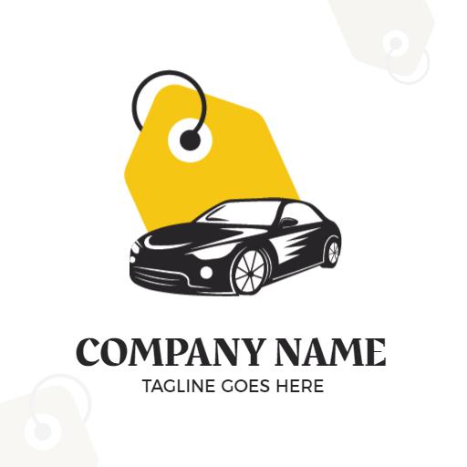 Dynamic Black Sports Car with Bright Yellow Tag Logo Template