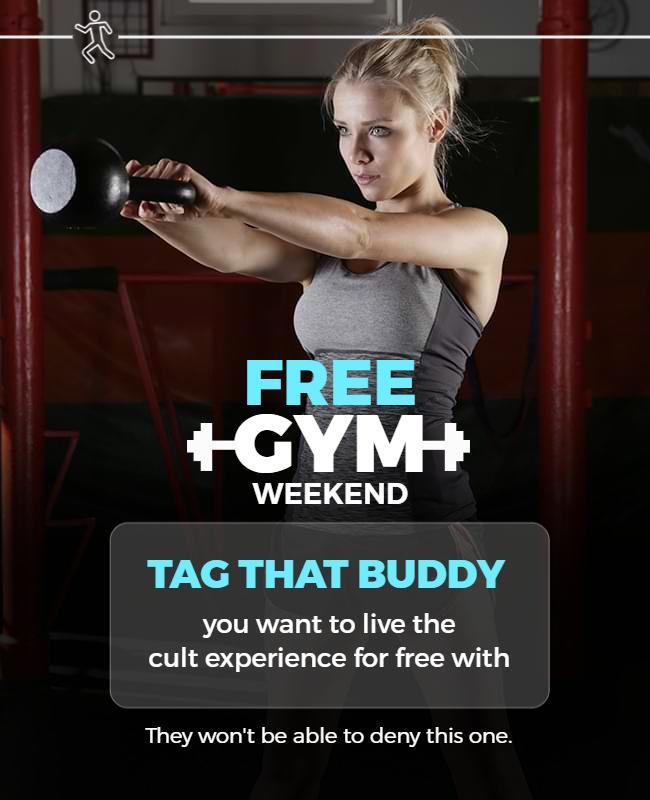 Dynamic Black Sports Fitness Free Gym Weekend Poster Template
