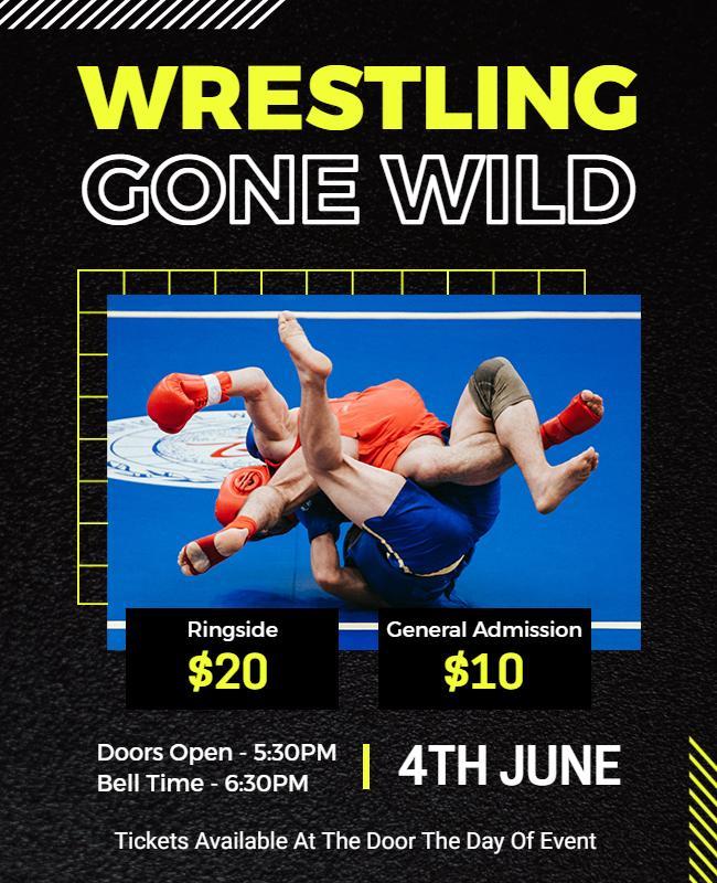 Dynamic Black Wrestling Event Promotion Poster Template