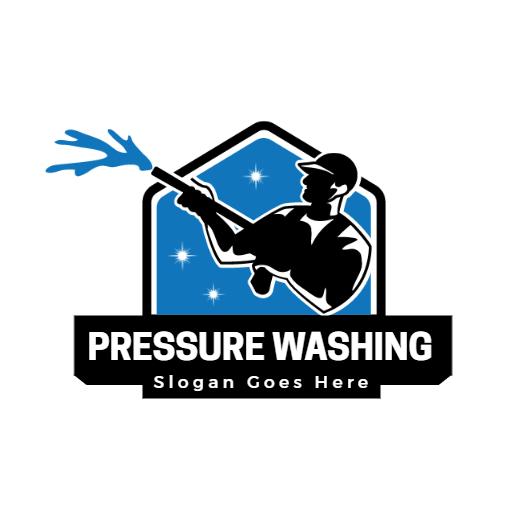 Dynamic Blue and Black Design for Pressure Washing Logo Template