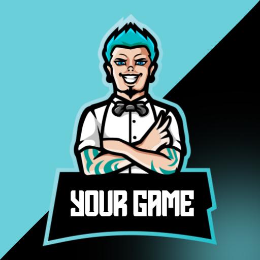 Dynamic Blue and Black Esports Character Design Logo Template