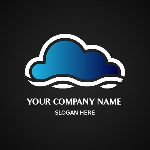 Dynamic Blue and Dark Gradient Cloud Design Logo Template