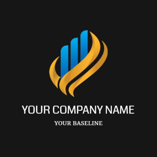 Dynamic Blue and Gold Design Representing Company Logo Template