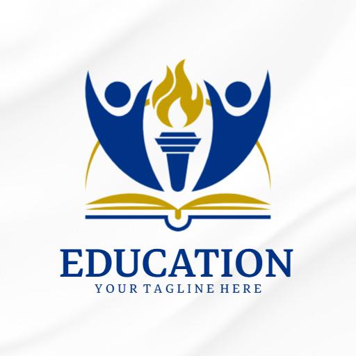 Dynamic Blue and Gold Education Symbolizing Knowledge Growth Logo Template