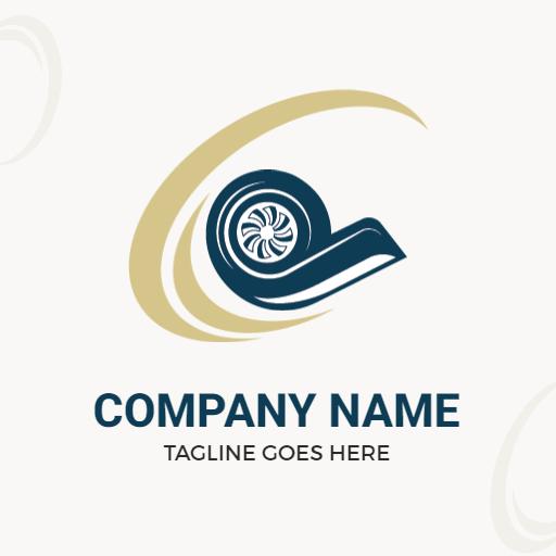 Dynamic Blue and Gold Turbo Logo Featuring a Spiral Design Logo Template
