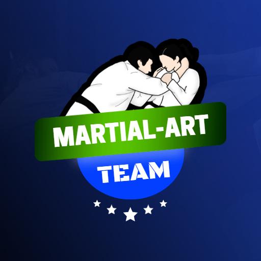 Dynamic Blue and Green Martial Art Team Logo Design Logo Template