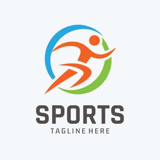 Dynamic Blue and Green Running Figure Representing Sports Logo Template