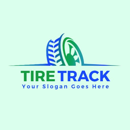 Dynamic Blue and Green Tire Design Representing Track Logo Template