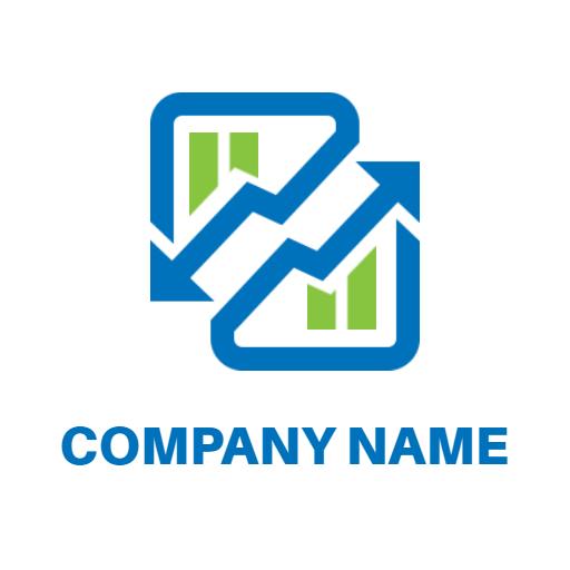 Dynamic Blue and Green Trader Growth Chart Logo Template