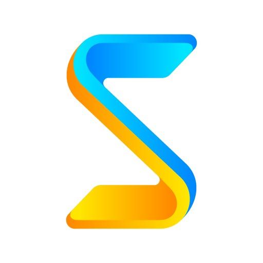 Dynamic Blue and Orange 3D Letter S Design Logo Template