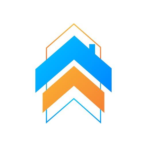 Blue and Orange Abstract Real Estate Logo Template