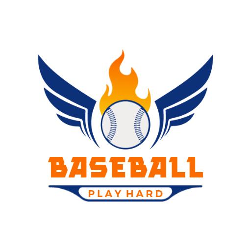Dynamic Blue and Orange Baseball Logo for Play Hard Teams Template