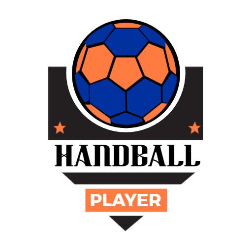 Dynamic Blue and Orange Design Celebrating Handball Player Logo Template