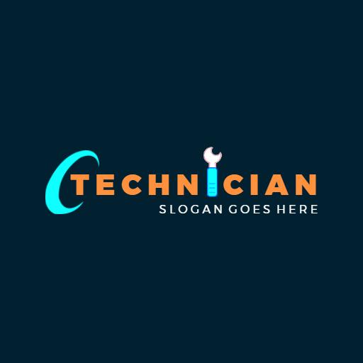 Dynamic Blue and Orange Design for Technical Services Logo Template
