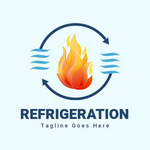 Dynamic Blue and Orange Design Representing Refrigeration Logo Template