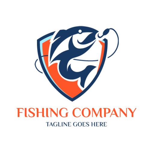 Dynamic Blue and Orange Fishing Company Logo Design Logo Template