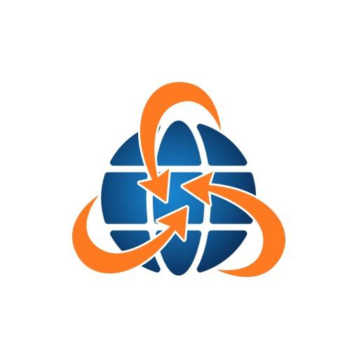 Dynamic Blue and Orange Global Connectivity Transportation Logo Template
