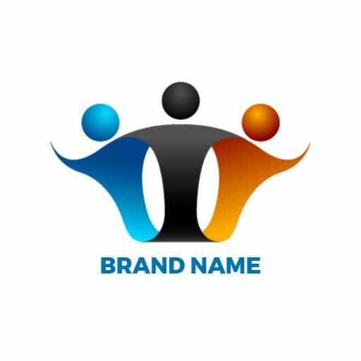 Dynamic Blue and Orange Gradient Representing Collaboration Logo Template