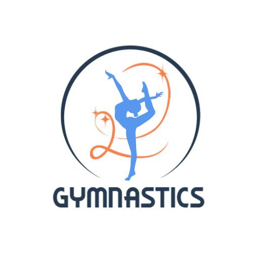 Dynamic Blue and Orange Gymnastic Performance in Motion Logo Template