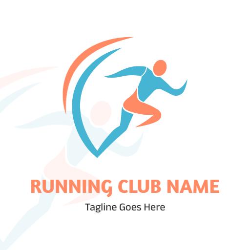 Dynamic Blue and Orange Running Silhouette Fitness Logo Template
