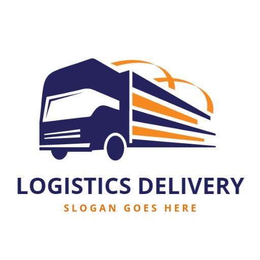 Dynamic Blue and Orange Truck Design for Logistics Sector Logo Template
