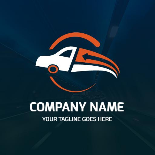 Dynamic Blue and Orange Vehicle Design for Transportation Logo Template