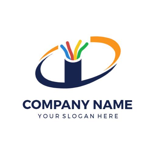Dynamic Blue and Orange Wiring Design Featuring Colorful Cables Logo Template