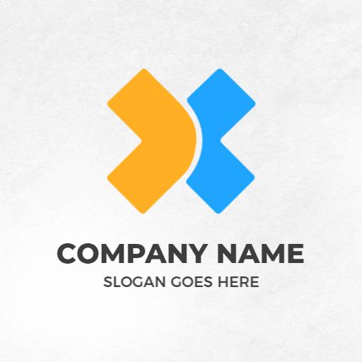 Dynamic Blue and Orange X Letter Design Concept Logo Template