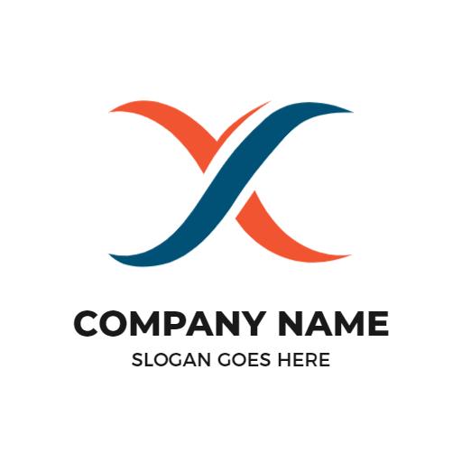 Dynamic Blue and Orange X Letter Logo Design for Brands Logo Template