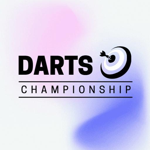 Dynamic Blue and Pink Darts Championship Winning Logo Template