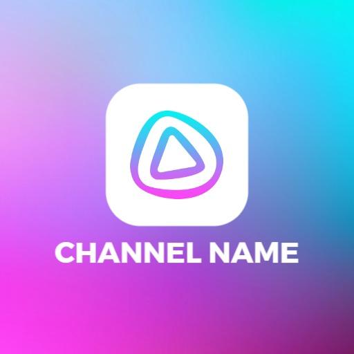 Dynamic Blue and Pink Gradient YouTube Channel Icon Logo Template