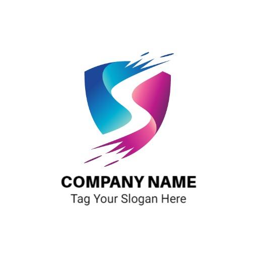 Dynamic Blue and Pink Shield Representing Security Services Logo Template