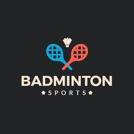 Dynamic Blue and Red Badminton Sports Logo Featuring Rackets Logo Template