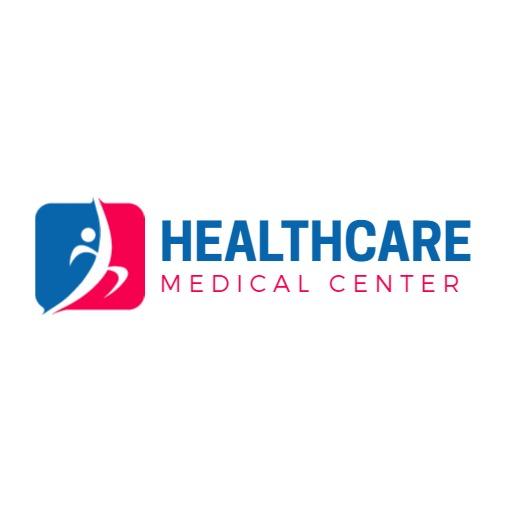 Dynamic Blue and Red Design for Healthcare Medical Center Logo Template