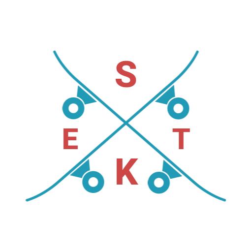 Dynamic Blue and Red Skating Logo Featuring Rollerblades Logo Template