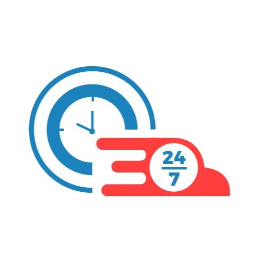 Dynamic Blue and Red Transportation Time Delivery Logo Template